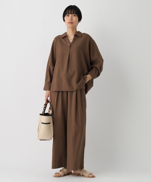 Elura（エルーラ）の「リネンブレンドワイドパンツ＜低身長サイズあり＞/659648（その他パンツ・レディース・グリーン/チャコールグレー/ライトピンク/ブラウン・FREE(S)/MEDIUM/LARGE/SMALL）」の9枚目の写真