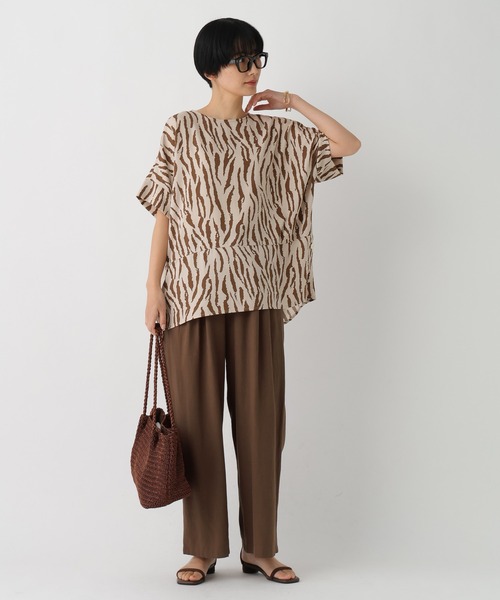 Elura（エルーラ）の「リネンブレンドワイドパンツ＜低身長サイズあり＞/659648（その他パンツ・レディース・グリーン/チャコールグレー/ライトピンク/ブラウン・FREE(S)/MEDIUM/LARGE/SMALL）」の7枚目の写真