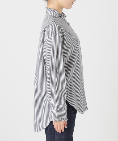 B.C STOCK(ベーセーストック)の「《追加7》【WEB限定】手洗い可 / スタンドフリルブラウス(シャツ/ブラウス・レディース・ブラック系その他/ネイビー・FREE)」の18枚目の写真