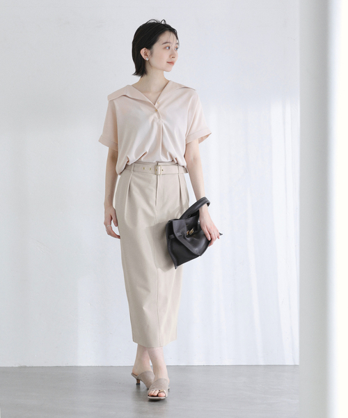 La TOTALITE（ラトータリテ）の「【洗える】スキッパーカラーフレンチシャツ（シャツ/ブラウス・レディース・ホワイト/ネイビー/バーガンディー・FREE）」の16枚目の写真