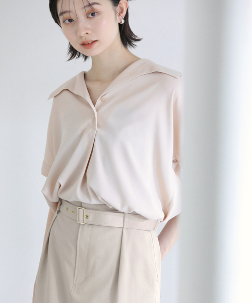 La TOTALITE（ラトータリテ）の「【洗える】スキッパーカラーフレンチシャツ（シャツ/ブラウス・レディース・ホワイト/ネイビー/バーガンディー・FREE）」の19枚目の写真