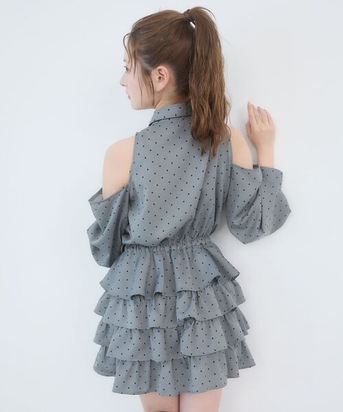 MAJESTIC LEGON（マジェスティックレゴン）の「肩あきリボンタイセットミニワンピ（ワンピース・レディース・グレー系その他/ホワイト系その他2・MEDIUM）」の17枚目の写真