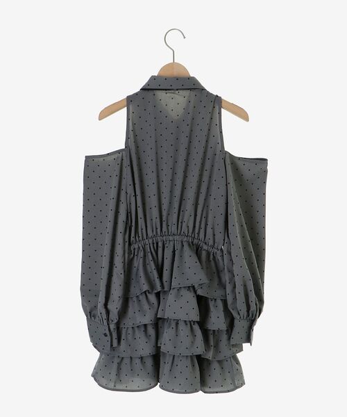 MAJESTIC LEGON（マジェスティックレゴン）の「肩あきリボンタイセットミニワンピ（ワンピース・レディース・グレー系その他/ホワイト系その他2・MEDIUM）」の14枚目の写真