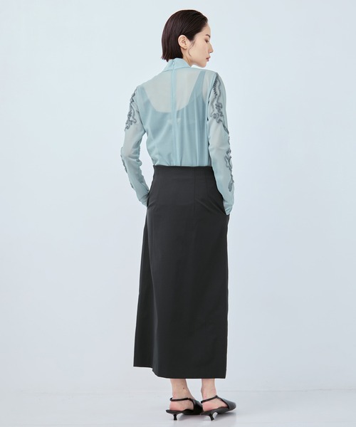 MURRAL(ミューラル)の「【MURRAL/ミューラル】別注Cucurbita embroidered skirt/ククビタエンブロイダリースカート/Iライン(スカート・レディース・ブラック/ホワイト・1/2)」の7枚目の写真
