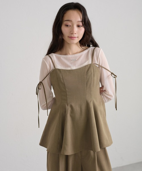 セットアップ可能】【apres jour clair】2way肩リボンキャミチュニック