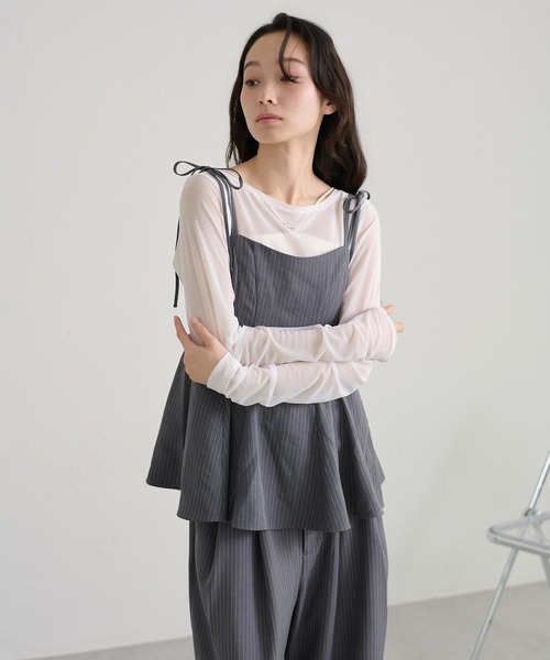 apres jour clair(アプレジュールクレア)の「【セットアップ可能】【apres jour clair】2way肩リボンキャミチュニック(その他トップス・レディース・ブラウン/ベージュ/アイボリー/グレー・フリー/X-LARGE)」の18枚目の写真