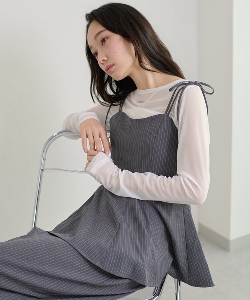 apres jour clair(アプレジュールクレア)の「【セットアップ可能】【apres jour clair】2way肩リボンキャミチュニック(その他トップス・レディース・ブラウン/ベージュ/アイボリー/グレー・フリー/X-LARGE)」の16枚目の写真