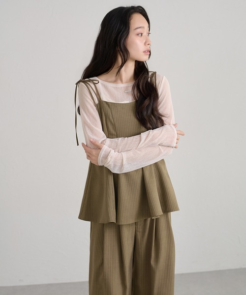 apres jour clair(アプレジュールクレア)の「【セットアップ可能】【apres jour clair】2way肩リボンキャミチュニック(その他トップス・レディース・ブラウン/ベージュ/アイボリー/グレー・フリー/X-LARGE)」の12枚目の写真