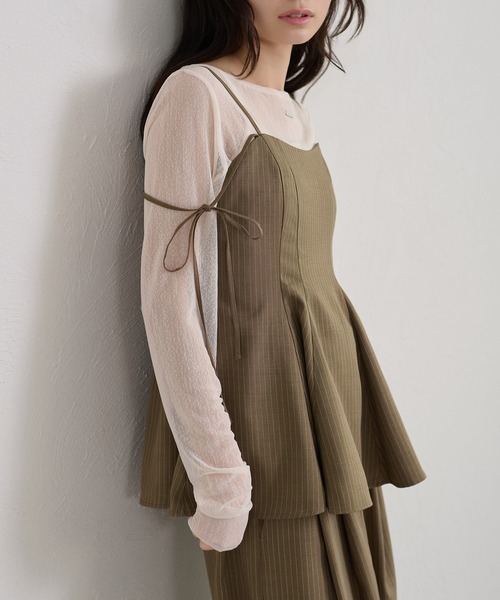 apres jour clair(アプレジュールクレア)の「【セットアップ可能】【apres jour clair】2way肩リボンキャミチュニック(その他トップス・レディース・ブラウン/ベージュ/アイボリー/グレー・フリー/X-LARGE)」の8枚目の写真