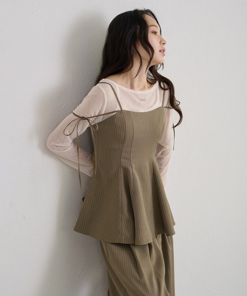 apres jour clair(アプレジュールクレア)の「【セットアップ可能】【apres jour clair】2way肩リボンキャミチュニック(その他トップス・レディース・ブラウン/ベージュ/アイボリー/グレー・フリー/X-LARGE)」の7枚目の写真