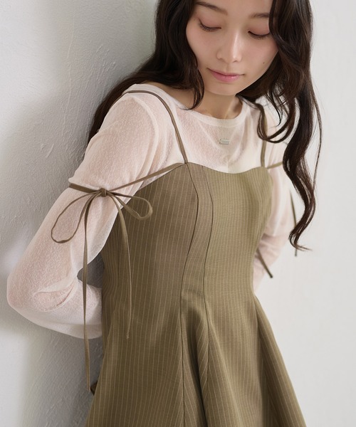 apres jour clair(アプレジュールクレア)の「【セットアップ可能】【apres jour clair】2way肩リボンキャミチュニック(その他トップス・レディース・ブラウン/ベージュ/アイボリー/グレー・フリー/X-LARGE)」の6枚目の写真