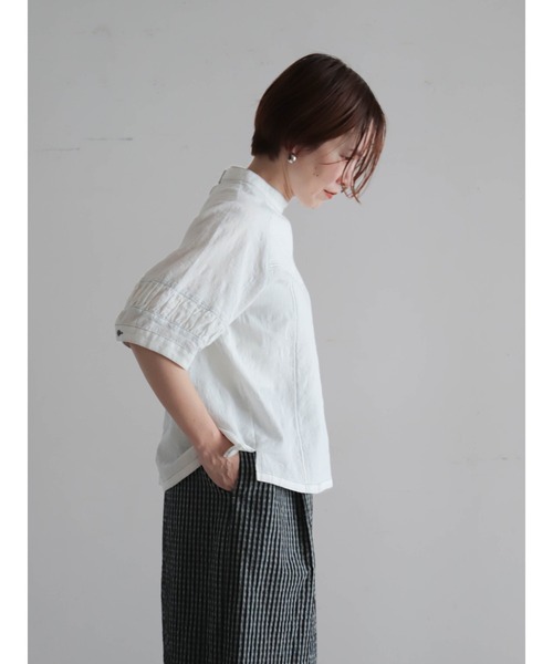FIL DE FER(フィルデフェール)の「ワッフルJQ スタンド切替ブラウス(シャツ/ブラウス・レディース・ブラック/ホワイト・FREE)」の5枚目の写真