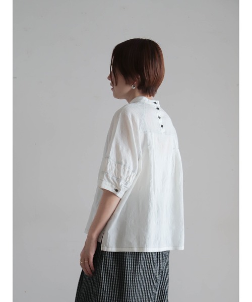 FIL DE FER(フィルデフェール)の「ワッフルJQ スタンド切替ブラウス(シャツ/ブラウス・レディース・ブラック/ホワイト・FREE)」の4枚目の写真