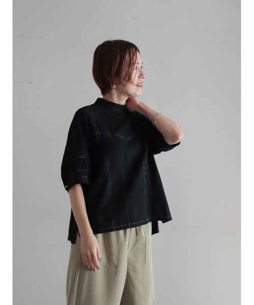 FIL DE FER(フィルデフェール)の「ワッフルJQ スタンド切替ブラウス(シャツ/ブラウス・レディース・ブラック/ホワイト・FREE)」の12枚目の写真
