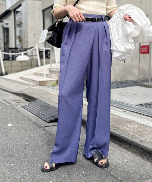 NOLLEY’S(ノーリーズ)の「ウォッシャブルラップ風ワイドパンツ(その他パンツ・レディース・オリーブ/オフホワイト/インディゴブルー/ブラック/グレー/キャメル・36/34/38)」の6枚目の写真