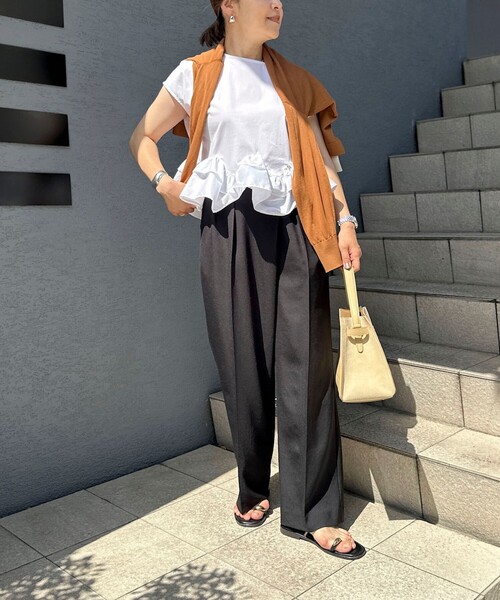 NOLLEY’S(ノーリーズ)の「ウォッシャブルラップ風ワイドパンツ(その他パンツ・レディース・オリーブ/オフホワイト/インディゴブルー/ブラック/グレー/キャメル・36/34/38)」の9枚目の写真
