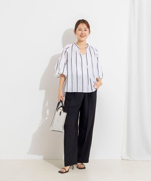 NOLLEY’S(ノーリーズ)の「ウォッシャブルラップ風ワイドパンツ(その他パンツ・レディース・オリーブ/オフホワイト/インディゴブルー/ブラック/グレー/キャメル・36/34/38)」の16枚目の写真