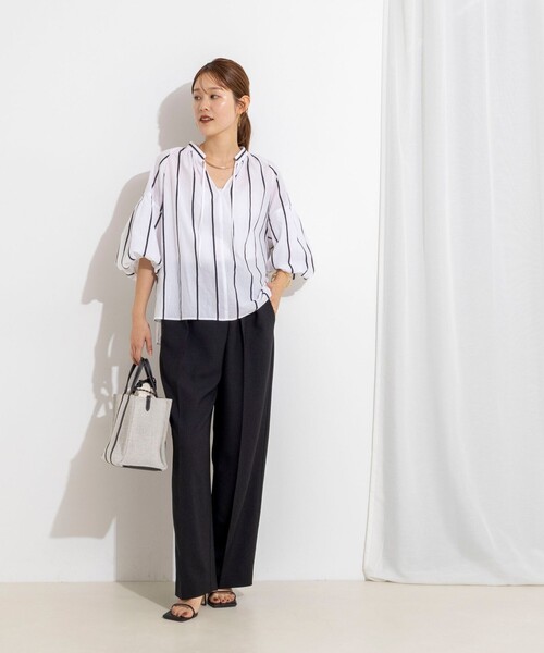 NOLLEY’S(ノーリーズ)の「ウォッシャブルラップ風ワイドパンツ(その他パンツ・レディース・オリーブ/オフホワイト/インディゴブルー/ブラック/グレー/キャメル・36/34/38)」の19枚目の写真