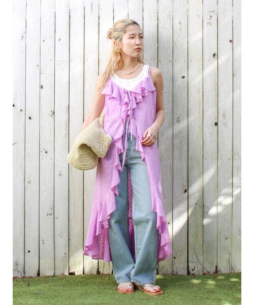 Ungrid（アングリッド）の「カットワークフリルデザインキャミソール（キャミソール・レディース・ブラック/パープル/オフホワイト・FREE）」の16枚目の写真