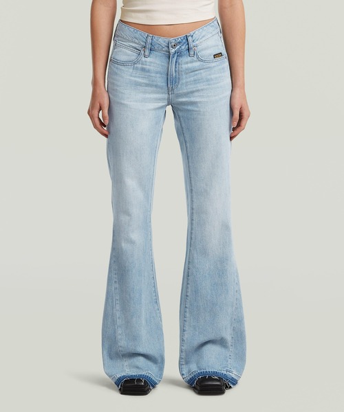 G-STAR(ジースター)の「Stevey 3D Flare Jeans/立体裁断ヴィンテージライクウォッシュ加工フレアジーンズ/カットオフブーツカットデニムパンツ(デニムパンツ・レディース・ライトブルー・26inch/25inch/24inch)」の1枚目の写真