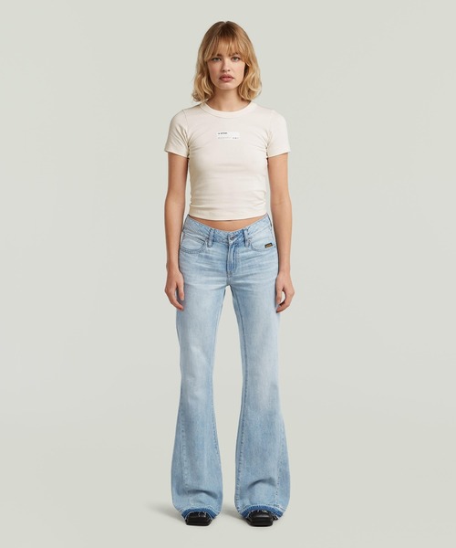 G-STAR(ジースター)の「Stevey 3D Flare Jeans/立体裁断ヴィンテージライクウォッシュ加工フレアジーンズ/カットオフブーツカットデニムパンツ(デニムパンツ・レディース・ライトブルー・26inch/25inch/24inch)」の4枚目の写真