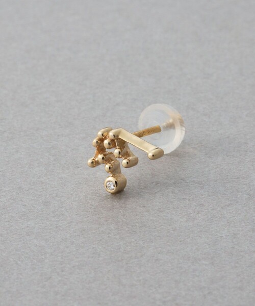 ゾディアック] K10YG ダイヤモンド ピアス /みずがめ座（ピアス（片耳