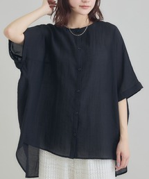 【RU.TI.LE】バックギャザーノーカラーブラウス