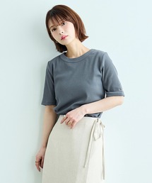 【汗染み防止加工】 クルーネック リブ Tシャツ【587235】