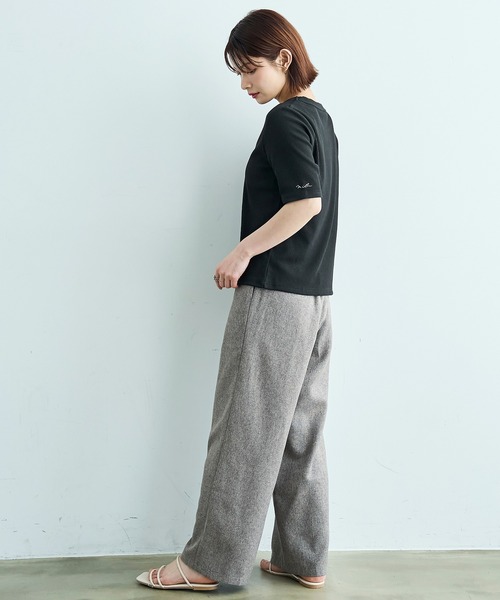 mil（ミル）の「【汗染み防止加工】 クルーネック リブ Tシャツ【587235】（Tシャツ/カットソー・レディース・モカ/ブラック/チャコールグレー・S/XS）」の5枚目の写真