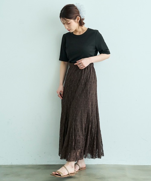 mil（ミル）の「【汗染み防止加工】 クルーネック リブ Tシャツ【587235】（Tシャツ/カットソー・レディース・モカ/ブラック/チャコールグレー・S/XS）」の13枚目の写真