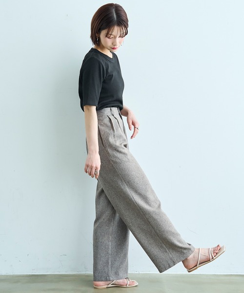 mil（ミル）の「【汗染み防止加工】 クルーネック リブ Tシャツ【587235】（Tシャツ/カットソー・レディース・モカ/ブラック/チャコールグレー・S/XS）」の12枚目の写真