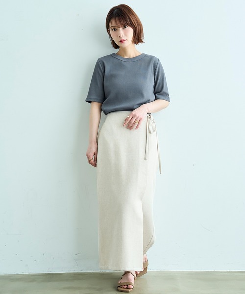 mil（ミル）の「【汗染み防止加工】 クルーネック リブ Tシャツ【587235】（Tシャツ/カットソー・レディース・モカ/ブラック/チャコールグレー・S/XS）」の16枚目の写真