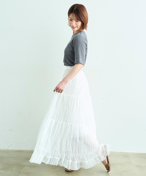mil（ミル）の「【汗染み防止加工】 クルーネック リブ Tシャツ【587235】（Tシャツ/カットソー・レディース・モカ/ブラック/チャコールグレー・S/XS）」の21枚目の写真