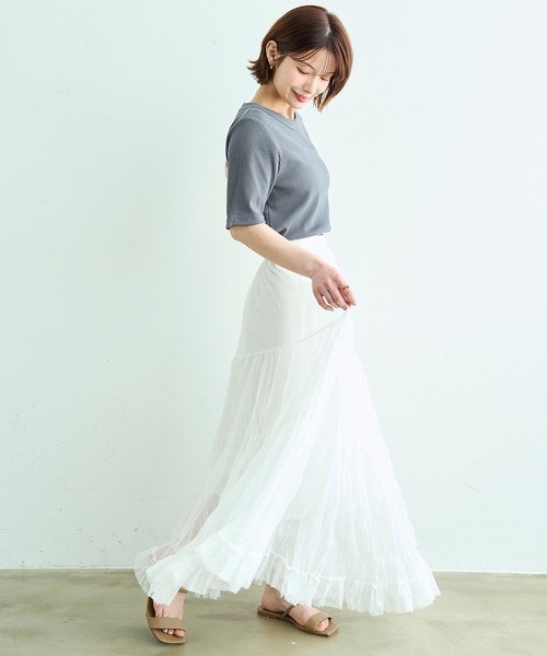 mil（ミル）の「【汗染み防止加工】 クルーネック リブ Tシャツ【587235】（Tシャツ/カットソー・レディース・モカ/ブラック/チャコールグレー・S/XS）」の22枚目の写真