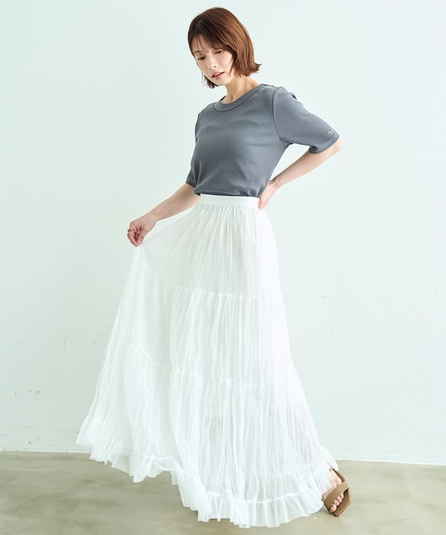 mil（ミル）の「【汗染み防止加工】 クルーネック リブ Tシャツ【587235】（Tシャツ/カットソー・レディース・モカ/ブラック/チャコールグレー・S/XS）」の20枚目の写真