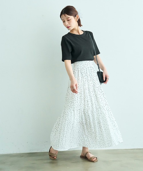 mil（ミル）の「【汗染み防止加工】 クルーネック リブ Tシャツ【587235】（Tシャツ/カットソー・レディース・モカ/ブラック/チャコールグレー・S/XS）」の14枚目の写真