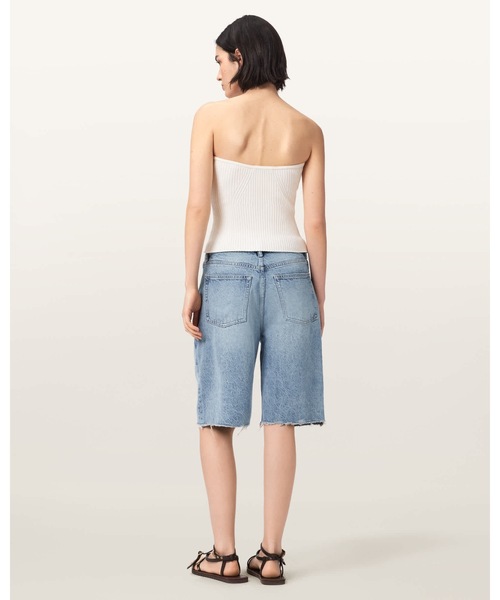 ALLSAINTS(オールセインツ)の「AKI CROSSOVER WIDE LEG DENIM SHORTS | AKI クロスオーバー ワイド レッグ デニム ショート(デニムパンツ・レディース・ブルー系その他・24/25/26/27)」の6枚目の写真