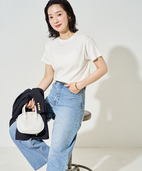 FREAK'S STORE(フリークスストア)の「限定展開 <抗菌防臭・接触冷感>MINT(ミント) クルーネック 半袖 Tシャツ(Tシャツ/カットソー・レディース・ピンク/ブラウン/オレンジ/サックスブルー/オリーブ/ブラック/オフホワイト・SMALL/LARGE/MEDIUM)」の8枚目の写真