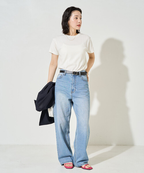 FREAK'S STORE(フリークスストア)の「限定展開 <抗菌防臭・接触冷感>MINT(ミント) クルーネック 半袖 Tシャツ(Tシャツ/カットソー・レディース・ピンク/ブラウン/オレンジ/サックスブルー/オリーブ/ブラック/オフホワイト・SMALL/LARGE/MEDIUM)」の9枚目の写真