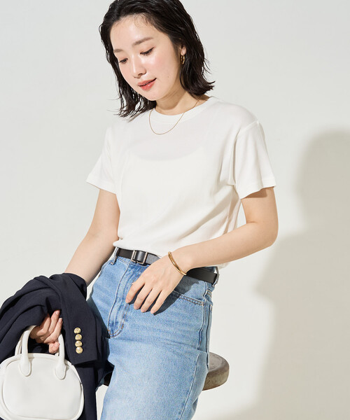 FREAK'S STORE(フリークスストア)の「限定展開 <抗菌防臭・接触冷感>MINT(ミント) クルーネック 半袖 Tシャツ(Tシャツ/カットソー・レディース・ピンク/ブラウン/オレンジ/サックスブルー/オリーブ/ブラック/オフホワイト・SMALL/LARGE/MEDIUM)」の11枚目の写真