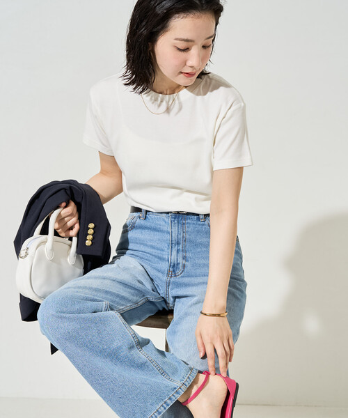 FREAK'S STORE(フリークスストア)の「限定展開 <抗菌防臭・接触冷感>MINT(ミント) クルーネック 半袖 Tシャツ(Tシャツ/カットソー・レディース・ピンク/ブラウン/オレンジ/サックスブルー/オリーブ/ブラック/オフホワイト・SMALL/LARGE/MEDIUM)」の12枚目の写真