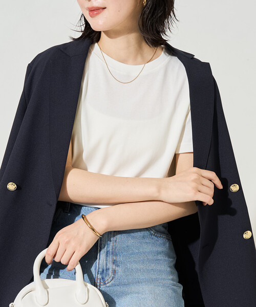 FREAK'S STORE(フリークスストア)の「限定展開 <抗菌防臭・接触冷感>MINT(ミント) クルーネック 半袖 Tシャツ(Tシャツ/カットソー・レディース・ピンク/ブラウン/オレンジ/サックスブルー/オリーブ/ブラック/オフホワイト・SMALL/LARGE/MEDIUM)」の16枚目の写真