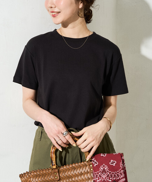 FREAK'S STORE(フリークスストア)の「限定展開 <抗菌防臭・接触冷感>MINT(ミント) クルーネック 半袖 Tシャツ(Tシャツ/カットソー・レディース・ピンク/ブラウン/オレンジ/サックスブルー/オリーブ/ブラック/オフホワイト・SMALL/LARGE/MEDIUM)」の19枚目の写真