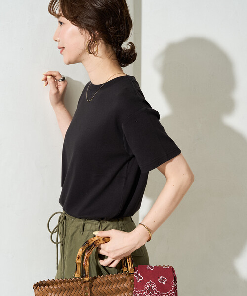 FREAK'S STORE(フリークスストア)の「限定展開 <抗菌防臭・接触冷感>MINT(ミント) クルーネック 半袖 Tシャツ(Tシャツ/カットソー・レディース・ピンク/ブラウン/オレンジ/サックスブルー/オリーブ/ブラック/オフホワイト・SMALL/LARGE/MEDIUM)」の22枚目の写真