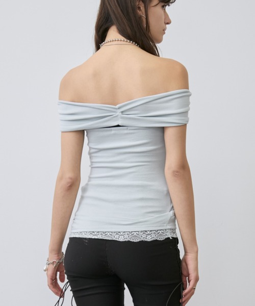Rohwel(ローウェル)の「Lace Trim 2way Drape Halter Top / レーストリム2wayドレープホルタートップス(タンクトップ・レディース・ライトブルー/ブラック/ホワイト・FREE)」の18枚目の写真
