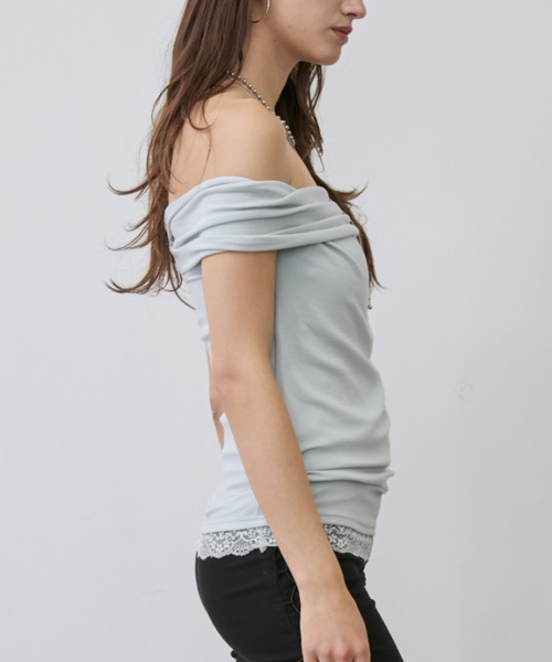 Rohwel(ローウェル)の「Lace Trim 2way Drape Halter Top / レーストリム2wayドレープホルタートップス(タンクトップ・レディース・ライトブルー/ブラック/ホワイト・FREE)」の17枚目の写真