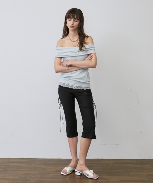 Rohwel(ローウェル)の「Lace Trim 2way Drape Halter Top / レーストリム2wayドレープホルタートップス(タンクトップ・レディース・ライトブルー/ブラック/ホワイト・FREE)」の19枚目の写真