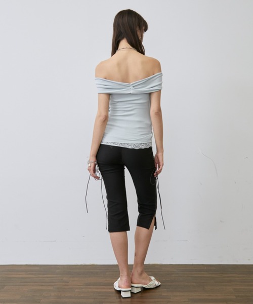 Rohwel(ローウェル)の「Lace Trim 2way Drape Halter Top / レーストリム2wayドレープホルタートップス(タンクトップ・レディース・ライトブルー/ブラック/ホワイト・FREE)」の20枚目の写真