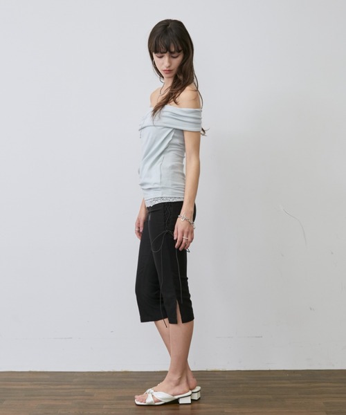 Rohwel(ローウェル)の「Lace Trim 2way Drape Halter Top / レーストリム2wayドレープホルタートップス(タンクトップ・レディース・ライトブルー/ブラック/ホワイト・FREE)」の21枚目の写真