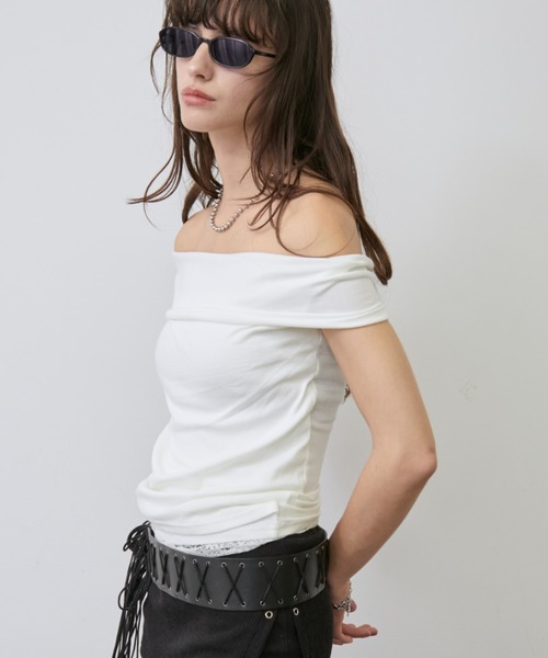 Rohwel(ローウェル)の「Lace Trim 2way Drape Halter Top / レーストリム2wayドレープホルタートップス(タンクトップ・レディース・ライトブルー/ブラック/ホワイト・FREE)」の8枚目の写真